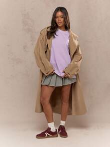 MISSGUIDED Oversized Short Sleeve Logo Tshirt Premium Summer Casual Workout Fitness Activewear For Fall Spring Winter Streetwear Festival - Lilac Purple - View 4