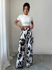 Elenzga Women Two Pieces Outfits For Daily Wear - White - View 3