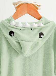 SHEIN Baby Boy Shark Hooded Bathrobe - Green - View 5
