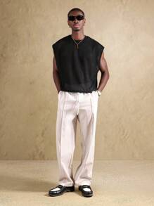 SUMWON 无袖钩针编织背心夏季海滩节针织紧身 T 恤波西米亚度假装透明网眼纹理街头服饰都市时尚 - 黑色 - 查看 5