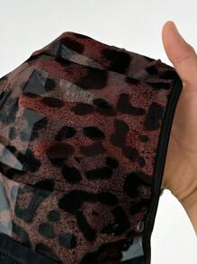 NU&NOW Plus Size Corset Tops For Women Sexy Sheer Daily Date Adjustable Padded Leopard Print Lace Patchwork Plus Size Bandeau Crop Top - Redwood - View 8