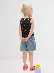 Leap Crew Leap Crew 年轻女孩风格休闲圆领无袖心形弧形下摆背心 - 黑色 - 查看 2