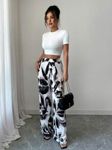 Elenzga Women Two Pieces Outfits For Daily Wear - White - View 4