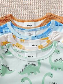 8Pcs/Set Snug Fit Baby Boy Pajamas, Featuring Various Animal Graphic Prints, Simple And Modern Style, Smooth Soft Fabric For Comfortable Sleepwear - Multicolor - View 4