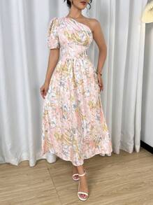 Modelyn 女士时尚不对称领口夏季连衣裙