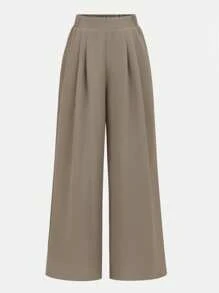 Girlism Pantalones anchos de tiro alto con pliegues para adolescentes, elegantes y versátiles para el diario, el casual y el streetwear, cómodos y con estilo, adecuados para volver al colegio, vacaciones familiares, picnics al aire libre en primavera y uso diario en diferentes ocasiones