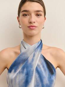 Nöista Y2K 印花迷你连衣裙交叉吊带领口外出装扮女士夏季生日装 - 藍色 - 查看 3