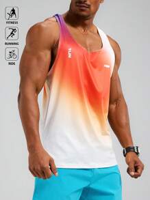 Manfinity Sport Polished Men's Ombre Crew Neck Casual Sports Tank Top, Summer Workout Clothes Running Tees & Tanks