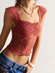 Bohemela Boho lässiges Urlaubssoberes Farbkleidung Damen Spitzen Strickoberteil