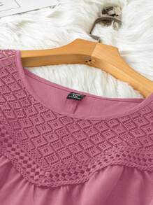 SHEIN LUNE 女士加大码纯色圆领宽松休闲背心 - 粉色 - 查看 6