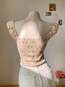 CovetEZ Parte superior informal con estampado floral ditsy para mujer, de moda para el verano