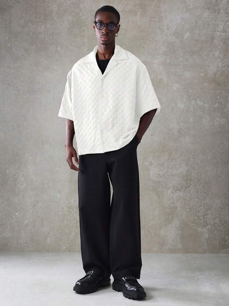 SUMWON Textured Shirt Short Sleeve Oversized Summer Resort Button