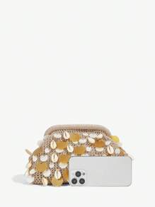 SHEIN SXY Quý cô, Ví cầm tay vàng cho nữ, Túi móc, Vỏ sò, Kim sa, Thời trang, Thanh lịch, Đơn giản, Cá nhân hóa, Đa năng, Dành cho bãi biển, Kỳ nghỉ, Ngày lễ, Mùa hè, Bờ biển, Tiệc cocktail, Tiệc tùng, Vũ hội, Câu lạc bộ, Hẹn hò, Sinh nhật, Buổi tối, Đêm hẹn hò, Vũ hội, Hàng ngày, Trà chiều - Nhiều màu - Xem 6