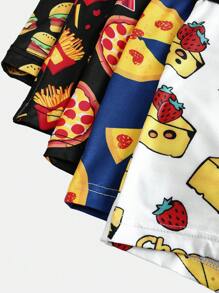 Tween Boy Hamburger Pizza Print Elastic Waist Briefs