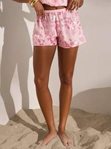 Opulessa Pantaloncini estivi comodi e morbidi in colore unito con vita bassa e perline per le donne