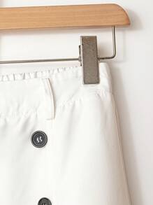 SHEIN Clasi Falda acampanada elegante para damas de vacaciones en primavera y verano - Blanco - Ver 4