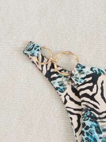 Swim Vcay Print Beach Animal Pattern Swimsuit Bottom For Summer Beach Vacation - Multicolor - View 4