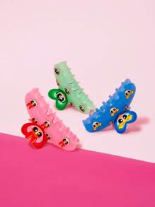 THE POWERPUFF GIRLS X SHEIN 3 pièces Pinces à cheveux de mode pour femmes, motifs minimalistes et doux de fleurs, bulles, boutons d'or, conviennent pour un port quotidien
