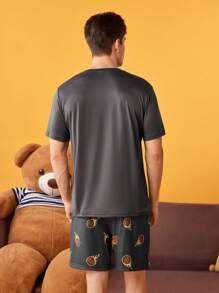 SHEIN Men's Basketball Graphic T-Shirt And Shorts Pajama Set