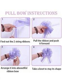 SHEIN 2 piezas de lazos de cinta con nudo para decoraciones elegantes de bodas y fiestas, suministros de envoltura de regalos de cumpleaños y navidad, lazos de cinta floral DIY para el Día de San Valentín, celebraciones festivas y decoración del hogar, decoración de bodas