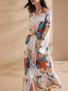 Graceveil Women Modest Fashion Tie Dye Pattern Long Abaya Dress