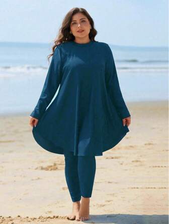 Swim Mulvari 大码纯色Tankini泳衣