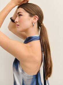 Nöista Y2K 印花迷你连衣裙交叉吊带领口外出装扮女士夏季生日装 - 藍色 - 查看 4