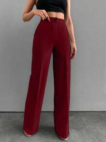EURMUSE Beige Basic Pants, Fashionable Suitable For Summer - Burgundy - View 6