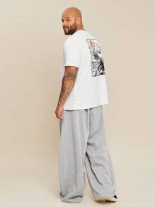 EASEVO Plus Size Men's Casual Grey Loose Knit Baggy Sweatpants, School