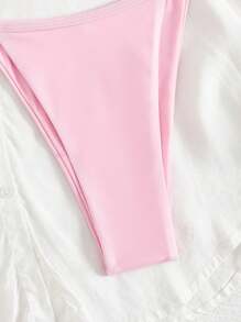 Swim Mod 2 件套女士性感纯色吊带海星装饰粉色比基尼泳裤和侧系带粉色比基尼泳裤夏季海滩度假泳衣