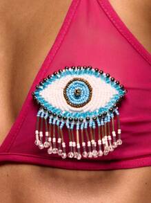 MUSERA Mesh Eye Bead Detail Mini Bralet Top Spring, Summer, Ibiza, Holiday, Cute, Festival, Vacation Beachwear, Beach, Boho Summer Holiday Cute Summer Tops