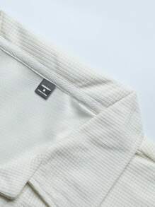 Manfinity Homme Conjunto de camisa polo y pantalones cortos de unicolor para hombre, casual y minimalista para uso diario, un conjunto casual de 2 piezas