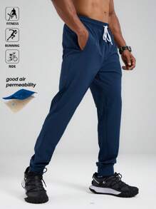 Acti Log Men's Casual Sports Long Pants, Suitable For Workout Clothes Running Pants Sweat Pants - Navy Blue - View 6
