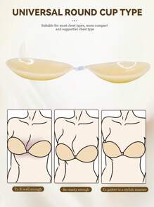 SHEIN 1 Pair Liquid Silicone Bra, Simple & Practical Multifunctional - Orange - View 3