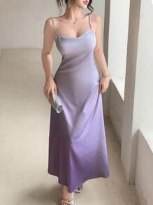 DAZY Abito elegante minimal donna con effetto sfumato, senza maniche, adatto per uso casual quotidiano
