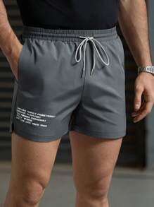 Manfinity VCAY Men's Woven Casual Loose Drawstring Waist Straight Leg Solid Color Shorts