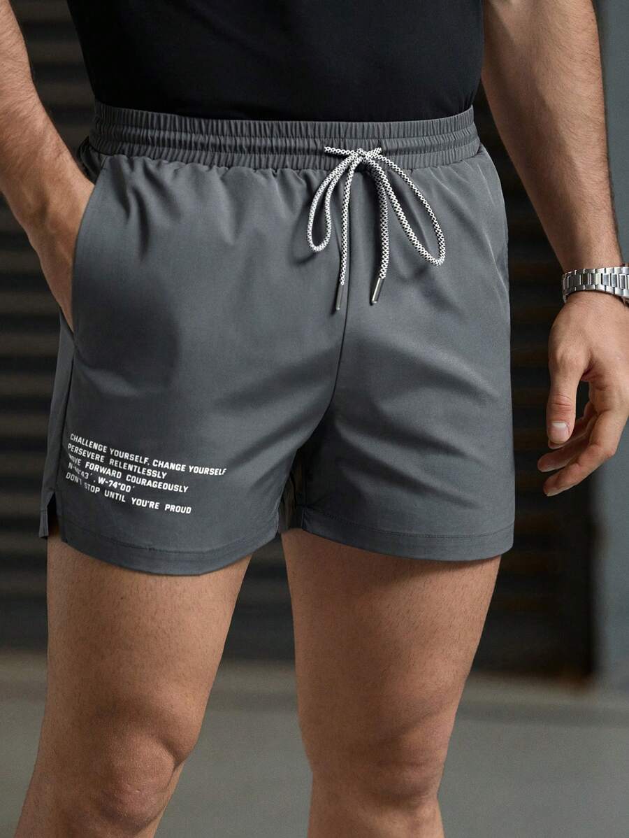 Manfinity VCAY Men's Woven Casual Loose Drawstring Waist Straight Leg Solid Color Shorts