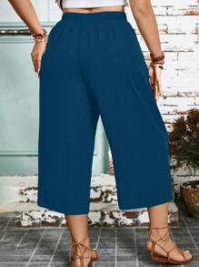 Women Plus Size High Waist Wide Leg Casual Loose Pants, Suitable For Work And Commute, Summer