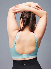 LUVLETTE Plus Blue Racerback Sports Bra Tank Top Medium Support Workout Breathable Casual-Sporty LingerieAsOuterwear Basic Active Gym SizeFreedom Bra