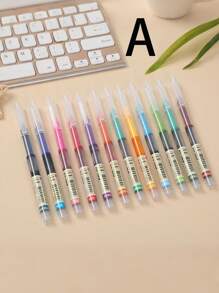 SHEIN Penne di grande capacità e colore neutro, distribuite casualmente, per il ritorno a scuola. Set di penne per taccuino di grande capacità, penne gel colorate, penne per disegno, per prendere appunti e per disegnare linee
