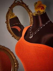 Amplova Women's Sweater Dress, Fashionable For Summer Sexy Dress - Orange - View 2