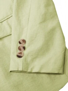Calvornis Men's Solid Color Pleated Long Sleeve Suit Jacket And Pocket Suit Pants Set - Green - View 6