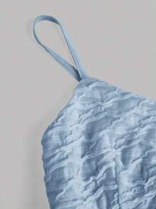 Girlism ملابس محددة من قطعتين للفتيات المراهقات - ملابس علوية كامي محبوكة نسيجية، وتنورة قصيرة متدرجة ذات ذيل مموج، بالأزرق، للربيع والصيف، كاجوال، ڤينتاج، أزياء الشاطئ