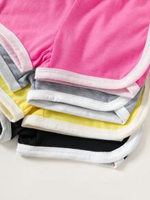 SHEIN 4pcs/Set Baby Girl Candy-Colored Casual Cute Sports Shorts, Spring/Summer - Multicolor - View 4