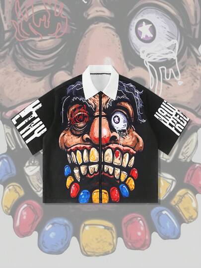 Street Life قميص رجالي بأكمام قصيرة بطبعات بسيطة