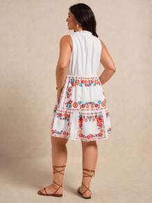 Elaquor Plus Size Sleeveless Fashion Dress, Suitable For Summer - Multicolor - View 2