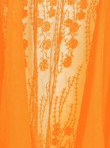 EMERY ROSE Plus Size Women Floral Embroidered Mesh Blouse For Vacation & Casual Wear - Yellow - View 4