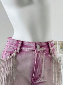 Soleia Shorts di jeans da donna, shorts casual skinny stretch di colore rosa