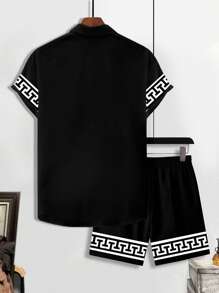 Manfinity RSRT Bộ 2 áo sơ mi tay ngắn in họa tiết kỳ nghỉ hè dành cho nam và quần short - Nhiều màu - Xem 2