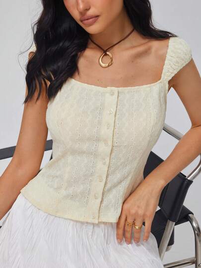 Roylia Yellow Square Neck Camisole Cardigan Crop Top For Women